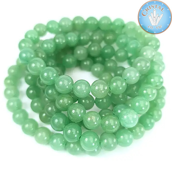 Pulsera de Aventurina verde con cuentas pulidas de 8 mm de piedra natural de color verde claro
