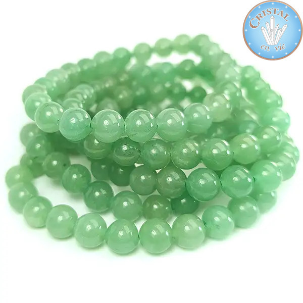 Green Aventurine bracelet, 8 mm polished beads made from natural stone in a light green colour