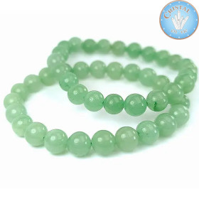 Pulseira de Aventurina verde com contas polidas de 8 mm em pedra natural de cor verde-claro