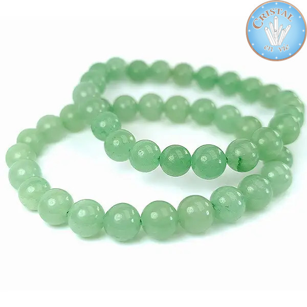 Armband aus grünem Aventurin mit polierten 8-mm-Perlen aus Naturstein in hellgrüner Farbe