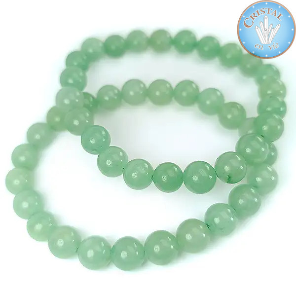 Pulseira de Aventurina verde com contas polidas de 8 mm em pedra natural de cor verde-claro