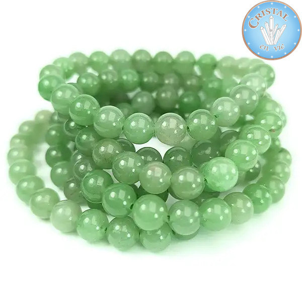 Bracelet en Aventurine verte, perles polies de 8 mm en pierre naturelle de couleur vert clair