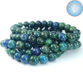 Malachiet-Azuriet armband met gepolijste kralen van 8 mm van natuursteen in groene en blauwe kleuren