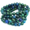 Malachit-Azurit-Armband mit polierten 8-mm-Perlen aus Naturstein in grünen und blauen Farben