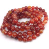 Bracciale in Agata rossa con perle lucide da 8 mm in pietra naturale dai colori rosso-aranciati