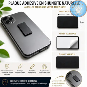 Boutique: Pastille / Plaque adhésive de SHUNGITE de Russie pour téléphone, tablette, smartphone..