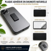 Zelfklevende Shungietplaat voor mobiele telefoon. Natuurlijke zwarte zelfklevende steen, rechthoekige vorm.